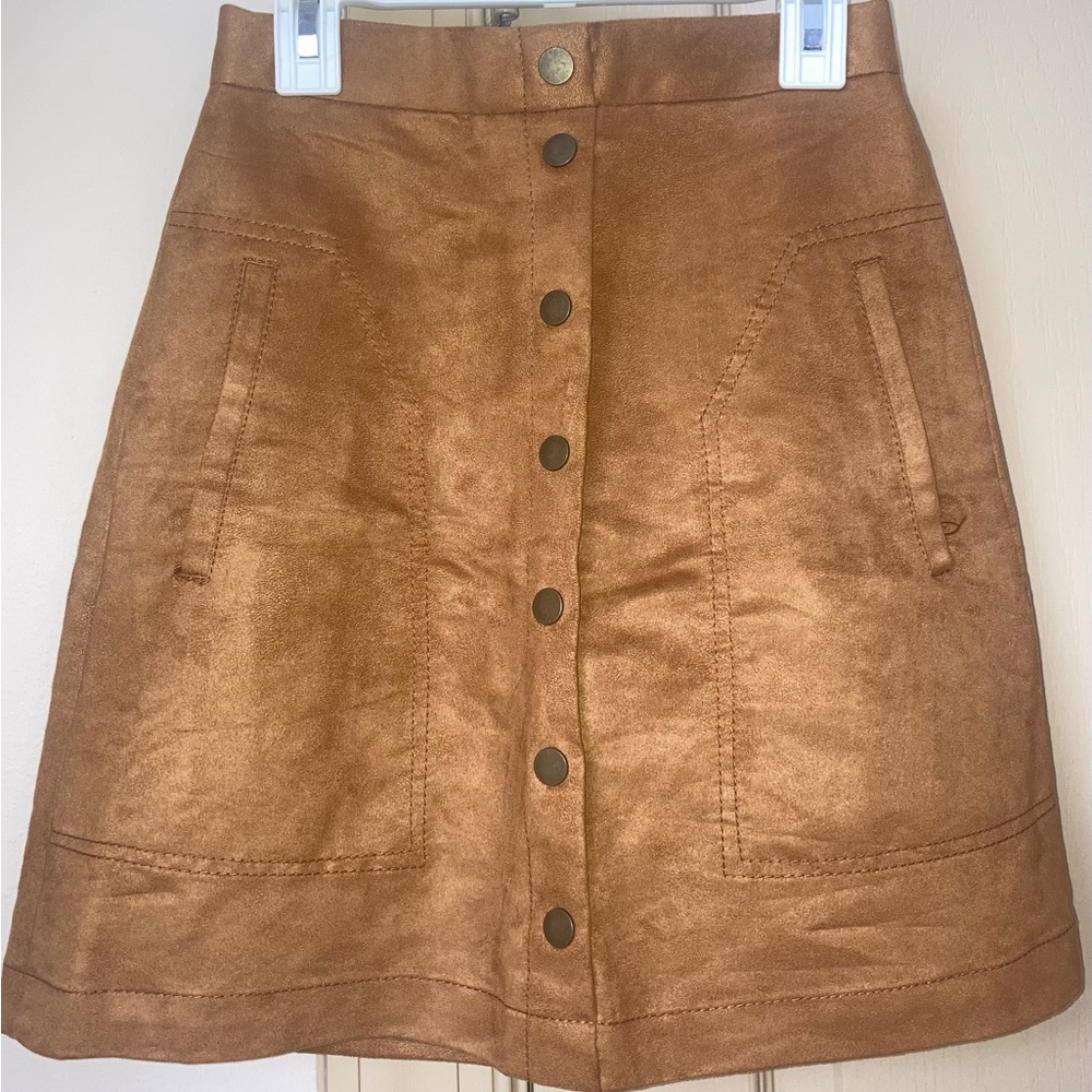 H&M Tan A-Line Mini Skirt with Pockets